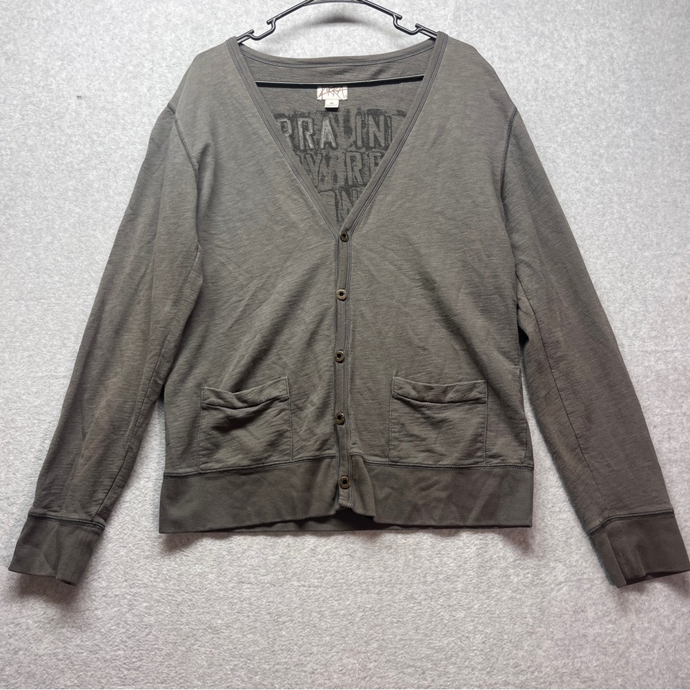 Kirra Men’s Button Front Cardigan Charcoal Preppy Skater Charcoal Pockets Size M